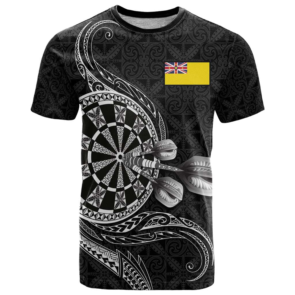 Personalised Niue Darts Masters T Shirt Tribal Hiapo Dartboard - Polynesian Pride