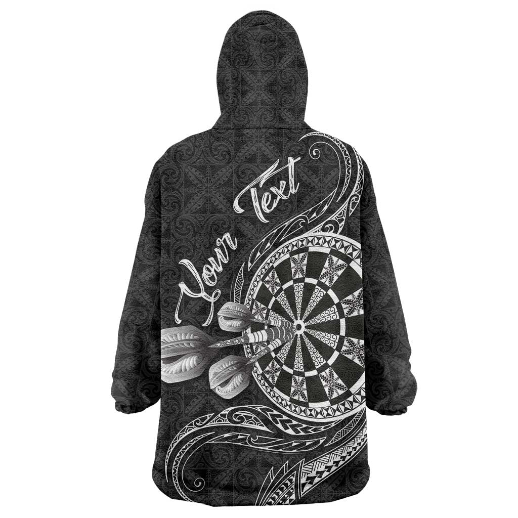 Personalised Niue Darts Masters Wearable Blanket Hoodie Tribal Hiapo Dartboard - Polynesian Pride