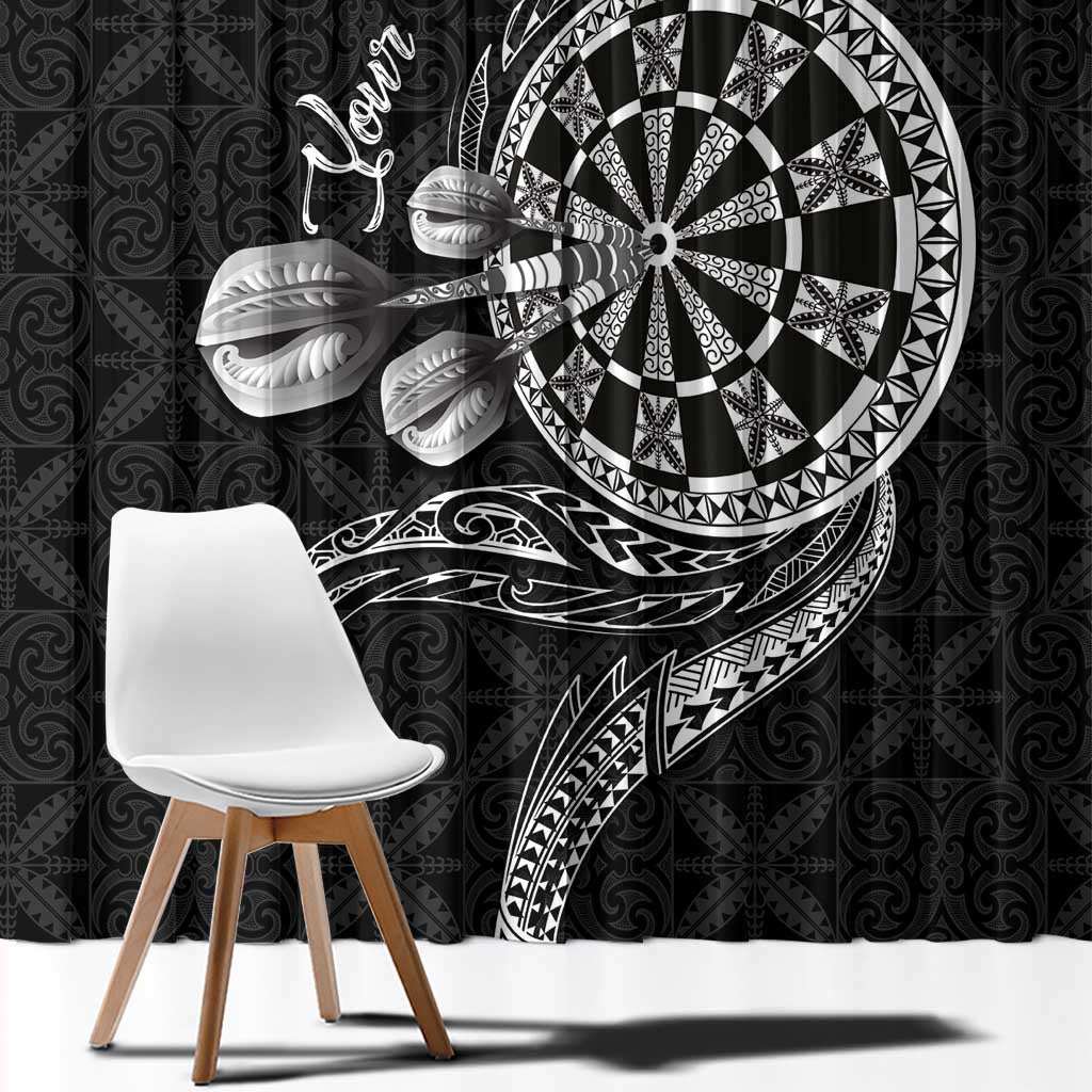 Personalised Niue Darts Masters Window Curtain Tribal Hiapo Dartboard - Polynesian Pride