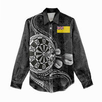 Personalised Niue Darts Masters Women Casual Shirt Tribal Hiapo Dartboard - Polynesian Pride