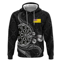 Personalised Niue Darts Masters Zip Hoodie Tribal Hiapo Dartboard - Polynesian Pride