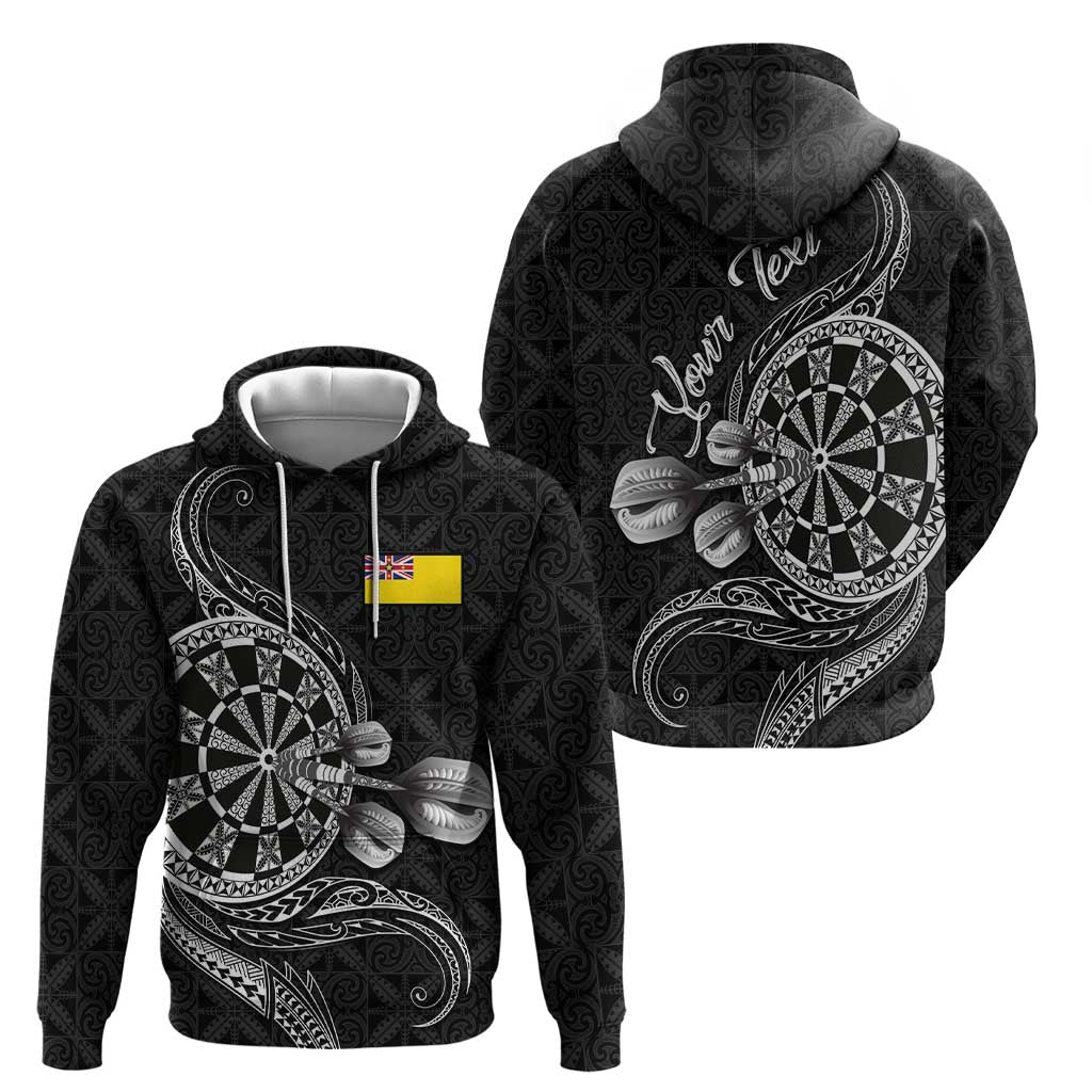 Personalised Niue Darts Masters Zip Hoodie Tribal Hiapo Dartboard - Polynesian Pride