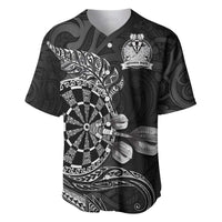 Personalised New Zealand Aotearoa Darts Masters Baseball Jersey Tribal Silver Fern and Ta Moko Dartboard - Polynesian Pride