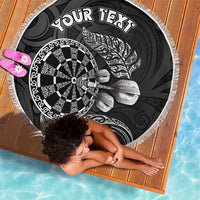 Personalised New Zealand Aotearoa Darts Masters Beach Blanket Tribal Silver Fern and Ta Moko Dartboard - Polynesian Pride