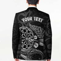 Personalised New Zealand Aotearoa Darts Masters Blazer Tribal Silver Fern and Ta Moko Dartboard - Polynesian Pride