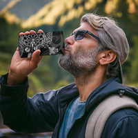Personalised New Zealand Aotearoa Darts Masters 4 in 1 Can Cooler Tumbler Tribal Silver Fern and Ta Moko Dartboard - Polynesian Pride