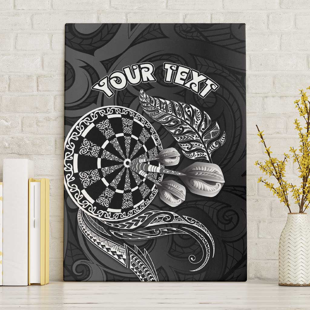 Personalised New Zealand Aotearoa Darts Masters Canvas Wall Art Tribal Silver Fern and Ta Moko Dartboard - Polynesian Pride