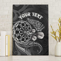 Personalised New Zealand Aotearoa Darts Masters Canvas Wall Art Tribal Silver Fern and Ta Moko Dartboard - Polynesian Pride