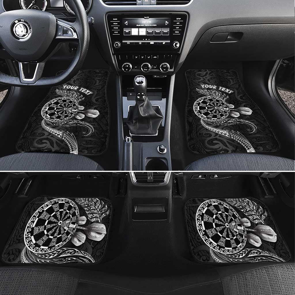Personalised New Zealand Aotearoa Darts Masters Car Mats Tribal Silver Fern and Ta Moko Dartboard - Polynesian Pride