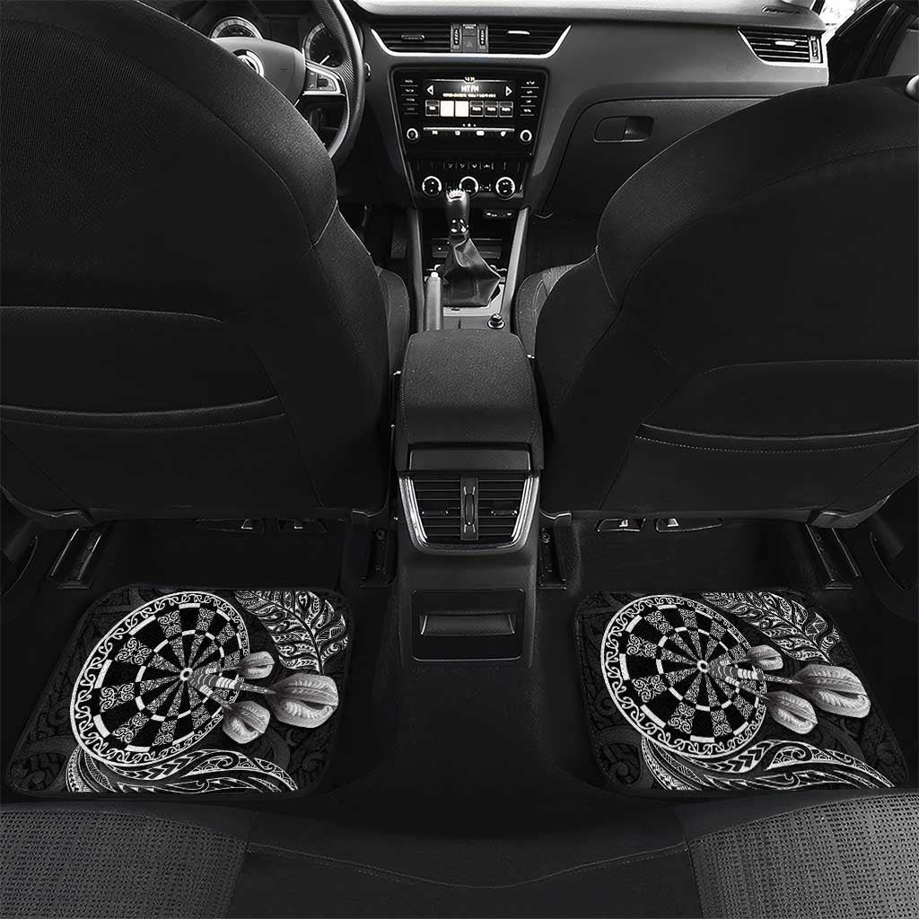 Personalised New Zealand Aotearoa Darts Masters Car Mats Tribal Silver Fern and Ta Moko Dartboard - Polynesian Pride
