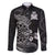 Personalised New Zealand Aotearoa Darts Masters Family Matching Long Sleeve Bodycon Dress and Hawaiian Shirt Tribal Silver Fern and Ta Moko Dartboard - Polynesian Pride