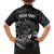 Personalised New Zealand Aotearoa Darts Masters Family Matching Off The Shoulder Long Sleeve Dress and Hawaiian Shirt Tribal Silver Fern and Ta Moko Dartboard - Polynesian Pride
