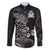 Personalised New Zealand Aotearoa Darts Masters Family Matching Short Sleeve Bodycon Dress and Hawaiian Shirt Tribal Silver Fern and Ta Moko Dartboard - Polynesian Pride