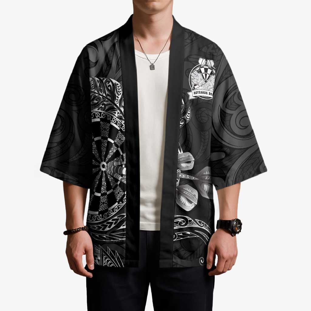 Personalised New Zealand Aotearoa Darts Masters Kimono Tribal Silver Fern and Ta Moko Dartboard - Polynesian Pride