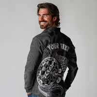 Personalised New Zealand Aotearoa Darts Masters Long Sleeve Polo Shirt Tribal Silver Fern and Ta Moko Dartboard - Polynesian Pride