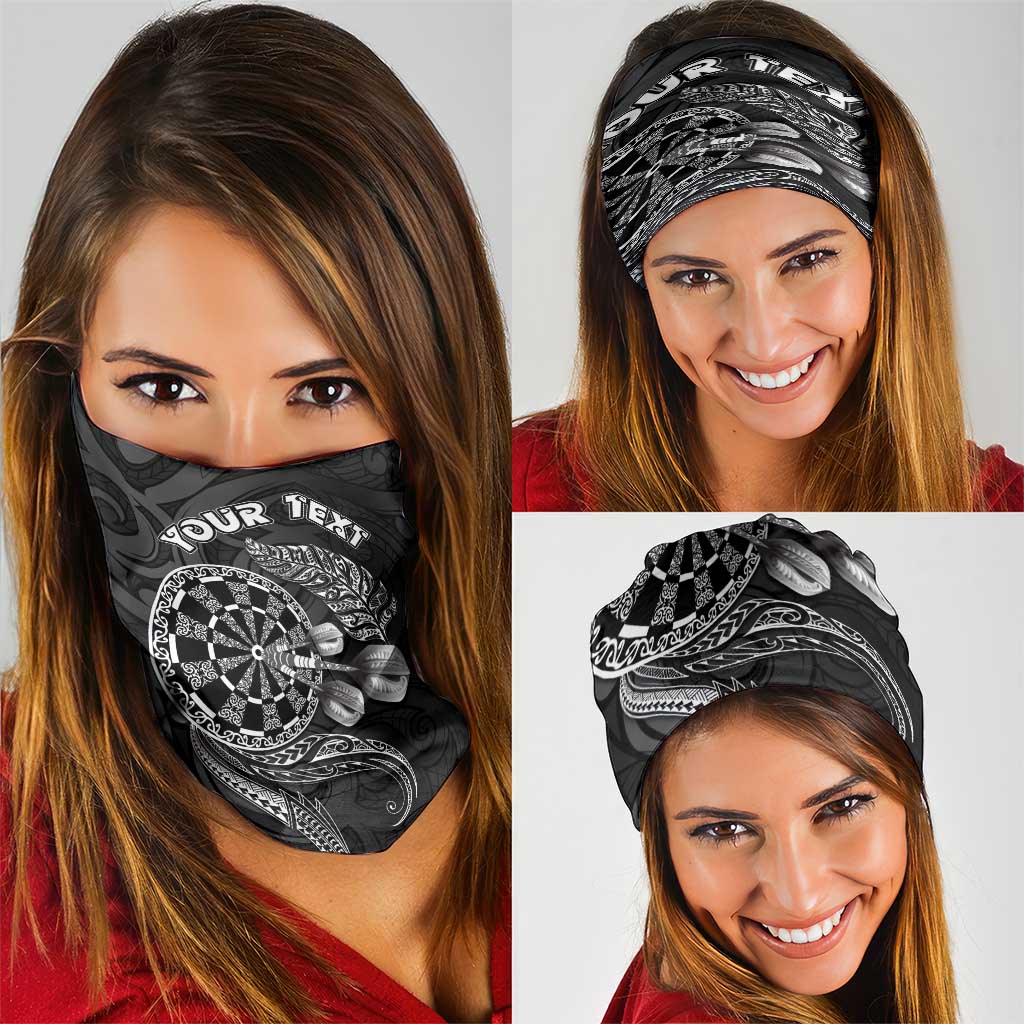 Personalised New Zealand Aotearoa Darts Masters Neck Gaiter Tribal Silver Fern and Ta Moko Dartboard - Polynesian Pride