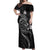 Personalised New Zealand Aotearoa Darts Masters Off Shoulder Maxi Dress Tribal Silver Fern and Ta Moko Dartboard - Polynesian Pride