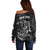 Personalised New Zealand Aotearoa Darts Masters Off Shoulder Sweater Tribal Silver Fern and Ta Moko Dartboard - Polynesian Pride