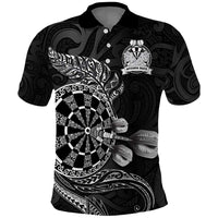 Personalised New Zealand Aotearoa Darts Masters Polo Shirt Tribal Silver Fern and Ta Moko Dartboard - Polynesian Pride