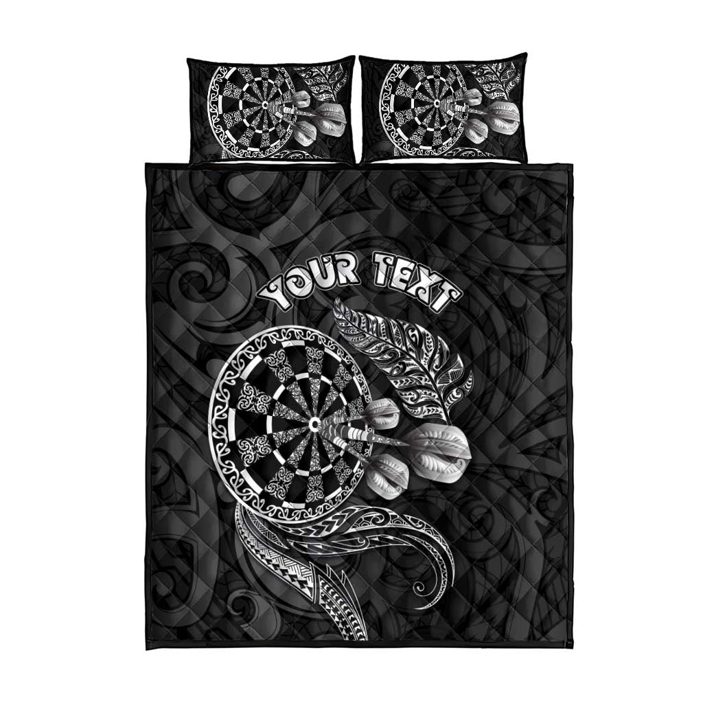 Personalised New Zealand Aotearoa Darts Masters Quilt Bed Set Tribal Silver Fern and Ta Moko Dartboard - Polynesian Pride