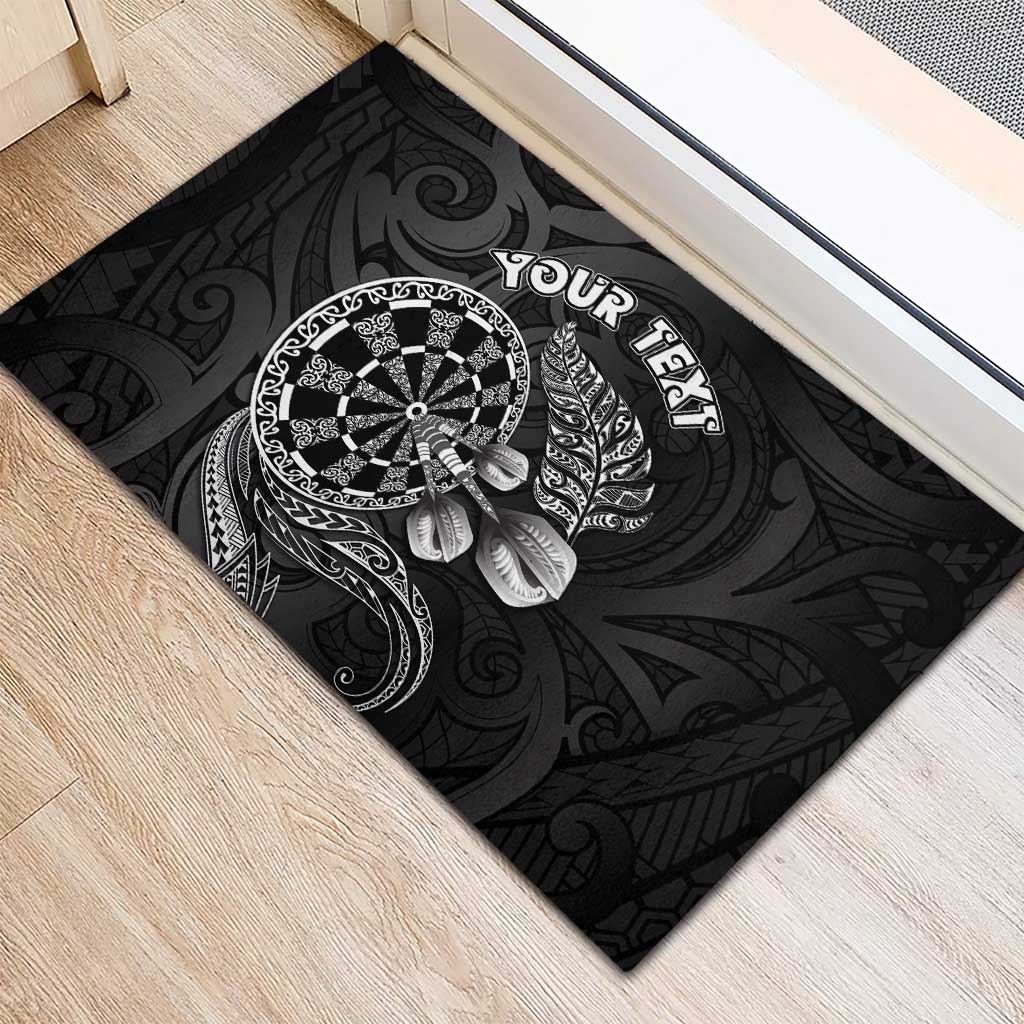 Personalised New Zealand Aotearoa Darts Masters Rubber Doormat Tribal Silver Fern and Ta Moko Dartboard - Polynesian Pride