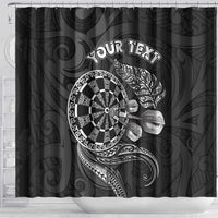 Personalised New Zealand Aotearoa Darts Masters Shower Curtain Tribal Silver Fern and Ta Moko Dartboard - Polynesian Pride