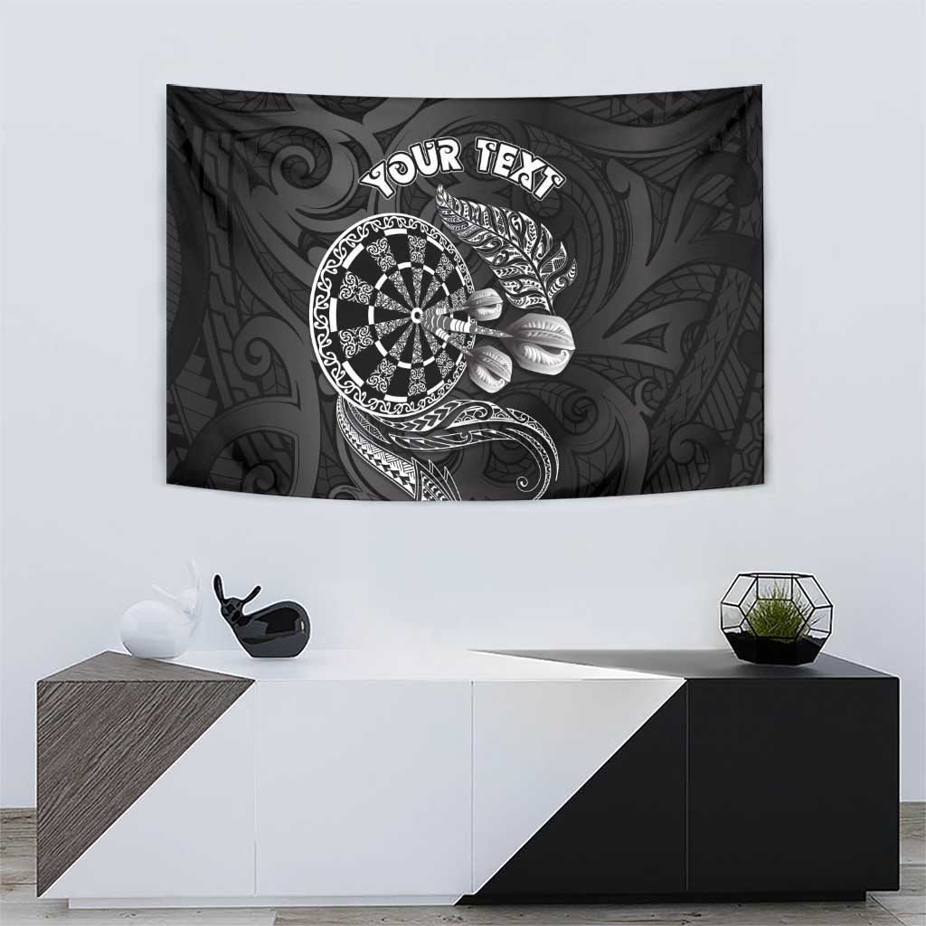 Personalised New Zealand Aotearoa Darts Masters Tapestry Tribal Silver Fern and Ta Moko Dartboard - Polynesian Pride