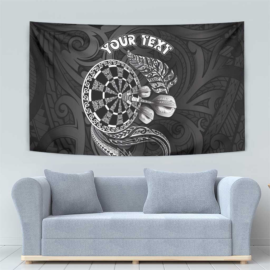 Personalised New Zealand Aotearoa Darts Masters Tapestry Tribal Silver Fern and Ta Moko Dartboard - Polynesian Pride