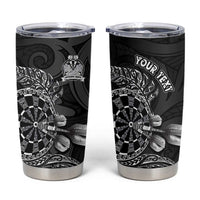 Personalised New Zealand Aotearoa Darts Masters Tumbler Cup Tribal Silver Fern and Ta Moko Dartboard - Polynesian Pride