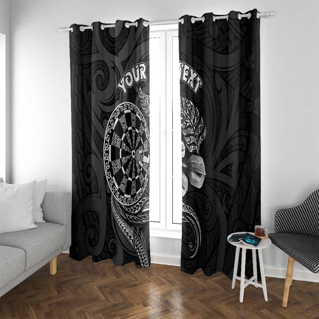 Personalised New Zealand Aotearoa Darts Masters Window Curtain Tribal Silver Fern and Ta Moko Dartboard - Polynesian Pride