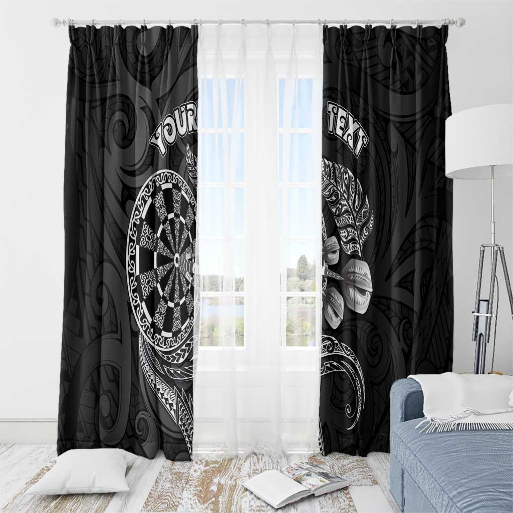 Personalised New Zealand Aotearoa Darts Masters Window Curtain Tribal Silver Fern and Ta Moko Dartboard - Polynesian Pride