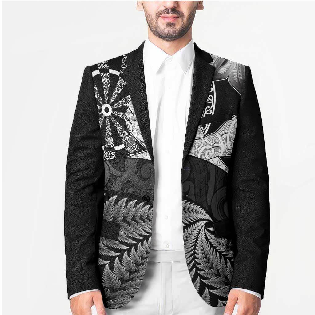 Personalised New Zealand Aotearoa Darts Masters Blazer Silver Fern and Maori Spirit - Polynesian Pride