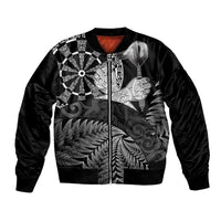 Personalised New Zealand Aotearoa Darts Masters Bomber Jacket Silver Fern and Maori Spirit - Polynesian Pride
