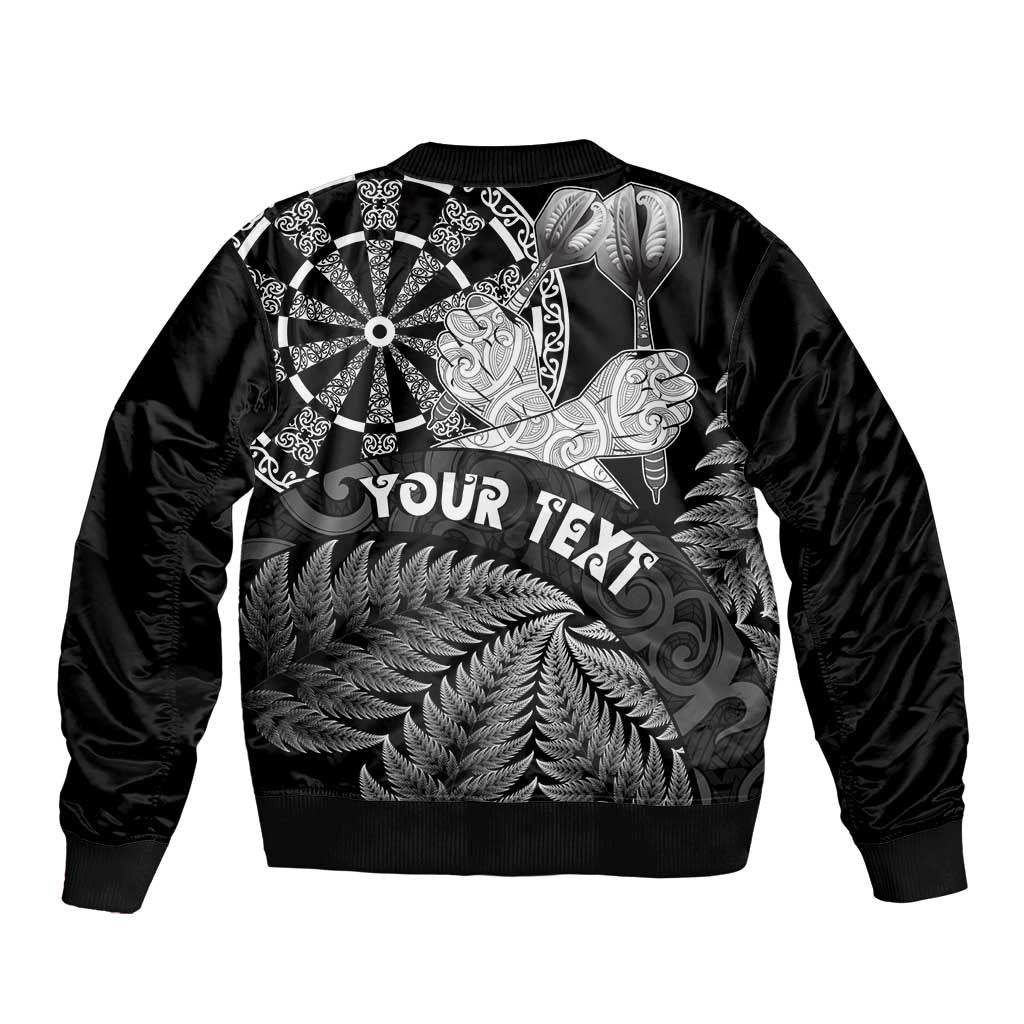 Personalised New Zealand Aotearoa Darts Masters Bomber Jacket Silver Fern and Maori Spirit - Polynesian Pride