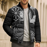 Personalised New Zealand Aotearoa Darts Masters Bomber Puffer Jacket Silver Fern and Maori Spirit - Polynesian Pride