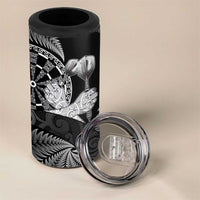 Personalised New Zealand Aotearoa Darts Masters 4 in 1 Can Cooler Tumbler Silver Fern and Maori Spirit - Polynesian Pride