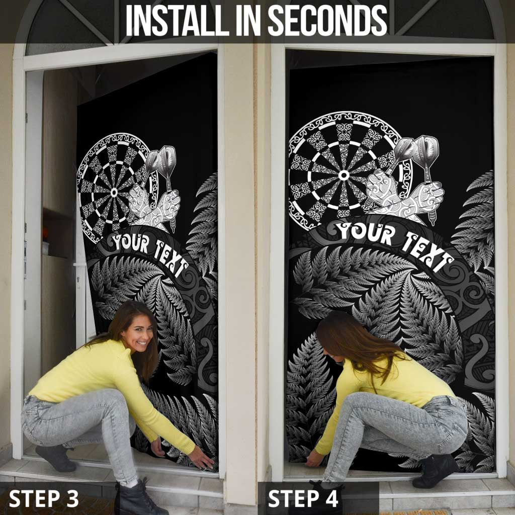 Personalised New Zealand Aotearoa Darts Masters Door Cover Silver Fern and Maori Spirit - Polynesian Pride