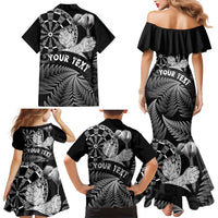 Personalised New Zealand Aotearoa Darts Masters Family Matching Mermaid Dress and Hawaiian Shirt Silver Fern and Maori Spirit - Polynesian Pride