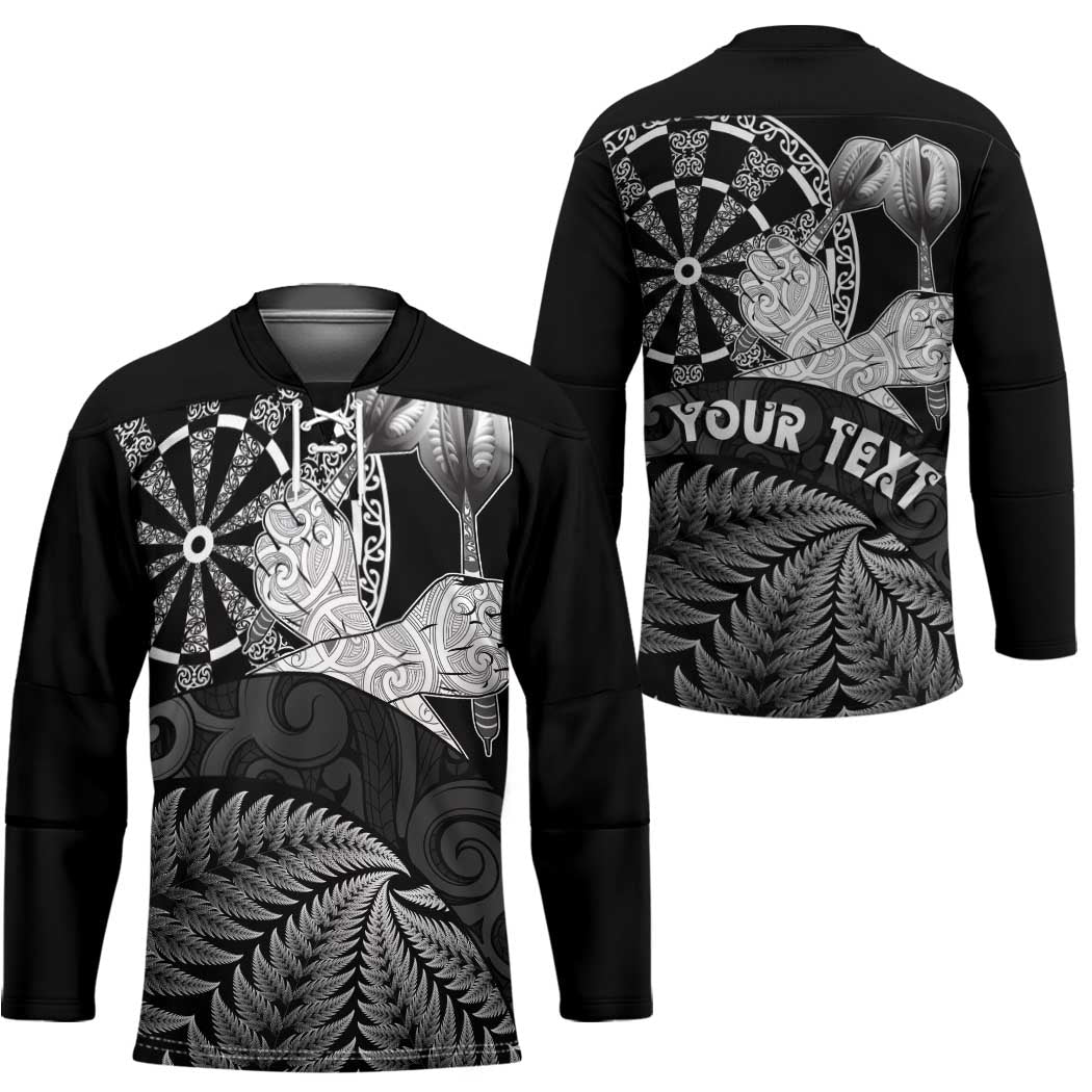 Personalised New Zealand Aotearoa Darts Masters Hockey Jersey Silver Fern and Maori Spirit - Polynesian Pride
