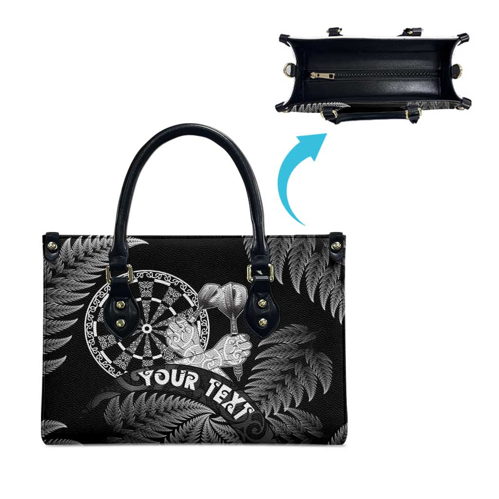 Personalised New Zealand Aotearoa Darts Masters Leather Bag Silver Fern and Maori Spirit - Polynesian Pride