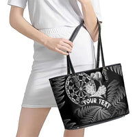 Personalised New Zealand Aotearoa Darts Masters Leather Tote Bag Silver Fern and Maori Spirit - Polynesian Pride