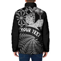 Personalised New Zealand Aotearoa Darts Masters Padded Jacket Silver Fern and Maori Spirit - Polynesian Pride