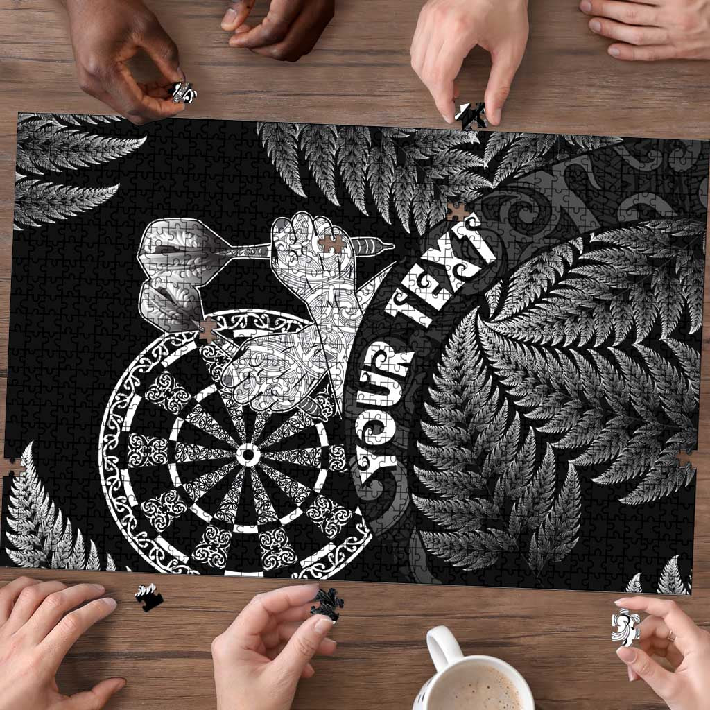 Personalised New Zealand Aotearoa Darts Masters Puzzle Silver Fern and Maori Spirit - Polynesian Pride