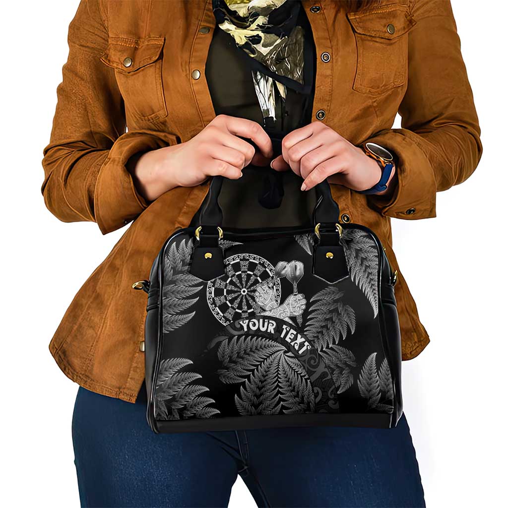 Personalised New Zealand Aotearoa Darts Masters Shoulder Handbag Silver Fern and Maori Spirit - Polynesian Pride
