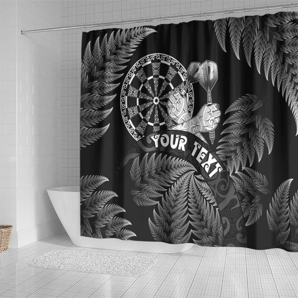 Personalised New Zealand Aotearoa Darts Masters Shower Curtain Silver Fern and Maori Spirit - Polynesian Pride
