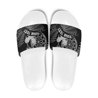 Personalised New Zealand Aotearoa Darts Masters Slide Sandals Silver Fern and Maori Spirit - Polynesian Pride