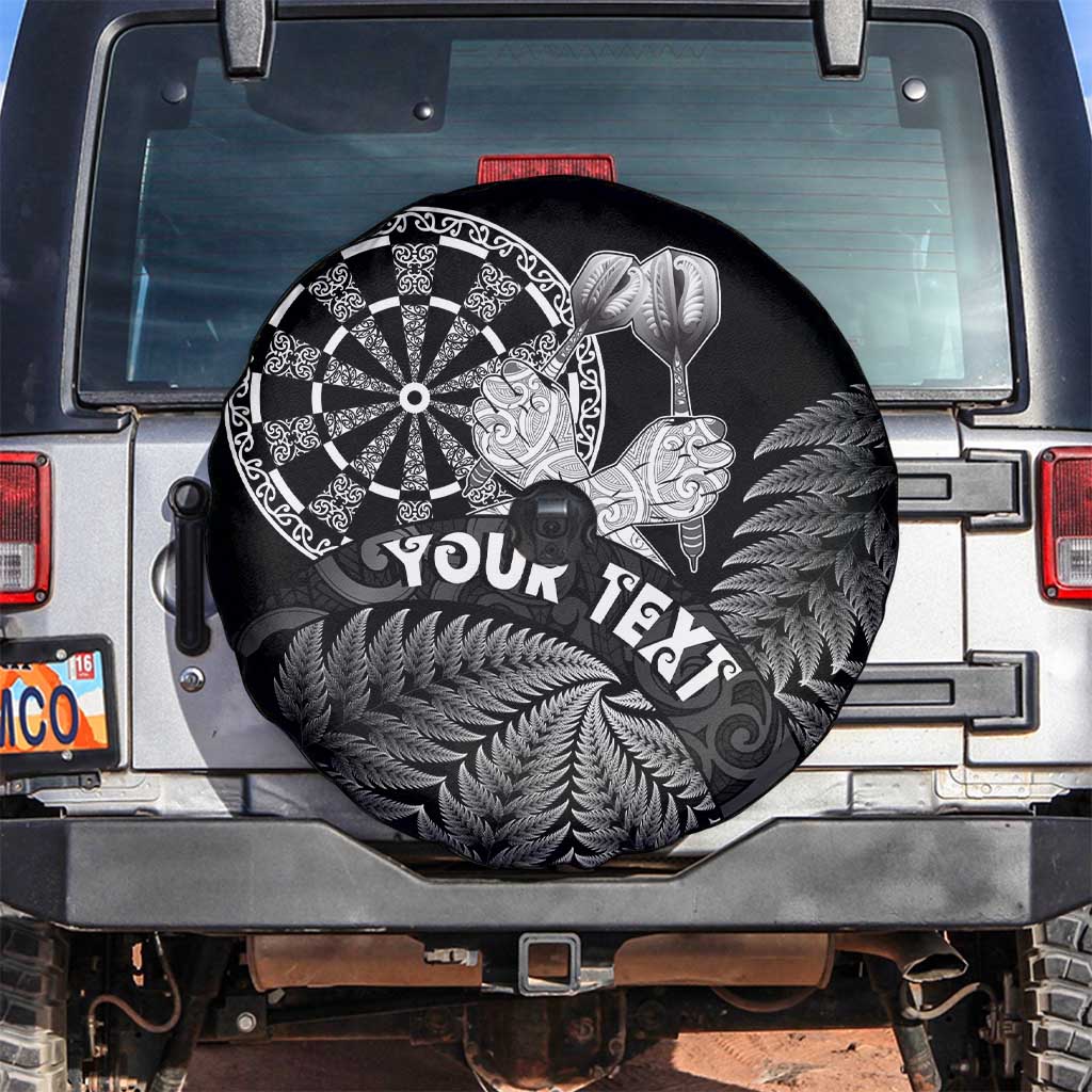 Personalised New Zealand Aotearoa Darts Masters Spare Tire Cover Silver Fern and Maori Spirit - Polynesian Pride
