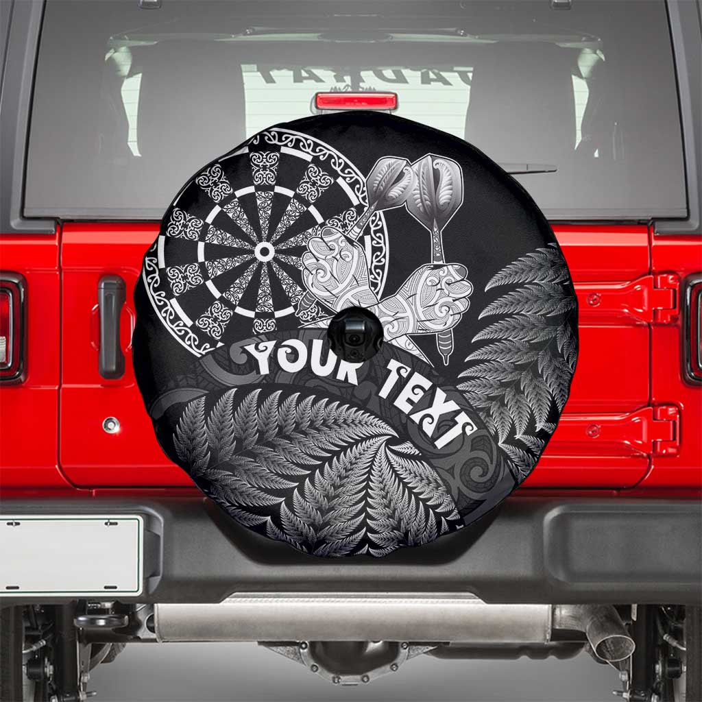 Personalised New Zealand Aotearoa Darts Masters Spare Tire Cover Silver Fern and Maori Spirit - Polynesian Pride