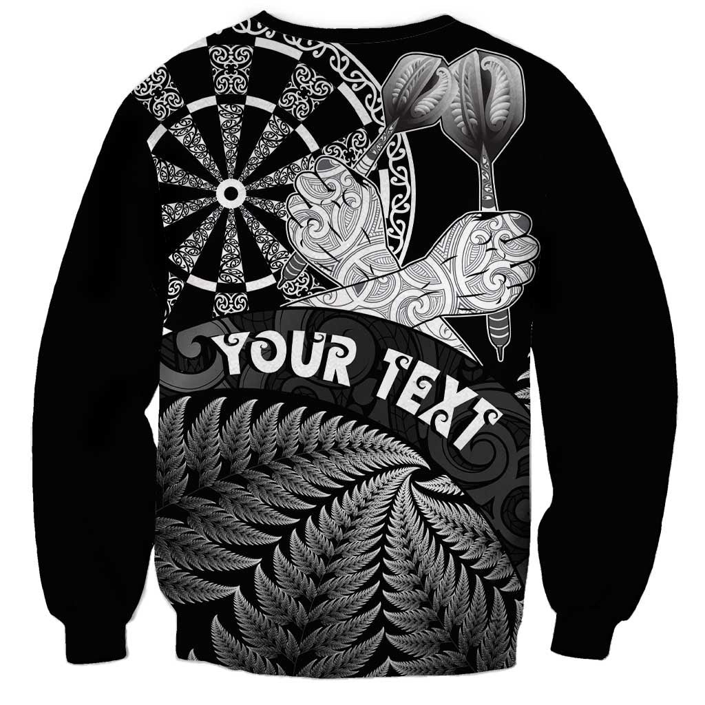 Personalised New Zealand Aotearoa Darts Masters Sweatshirt Silver Fern and Maori Spirit - Polynesian Pride