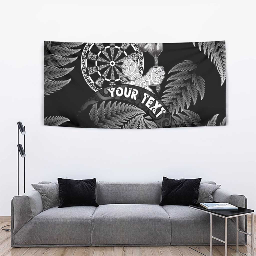 Personalised New Zealand Aotearoa Darts Masters Tapestry Silver Fern and Maori Spirit - Polynesian Pride